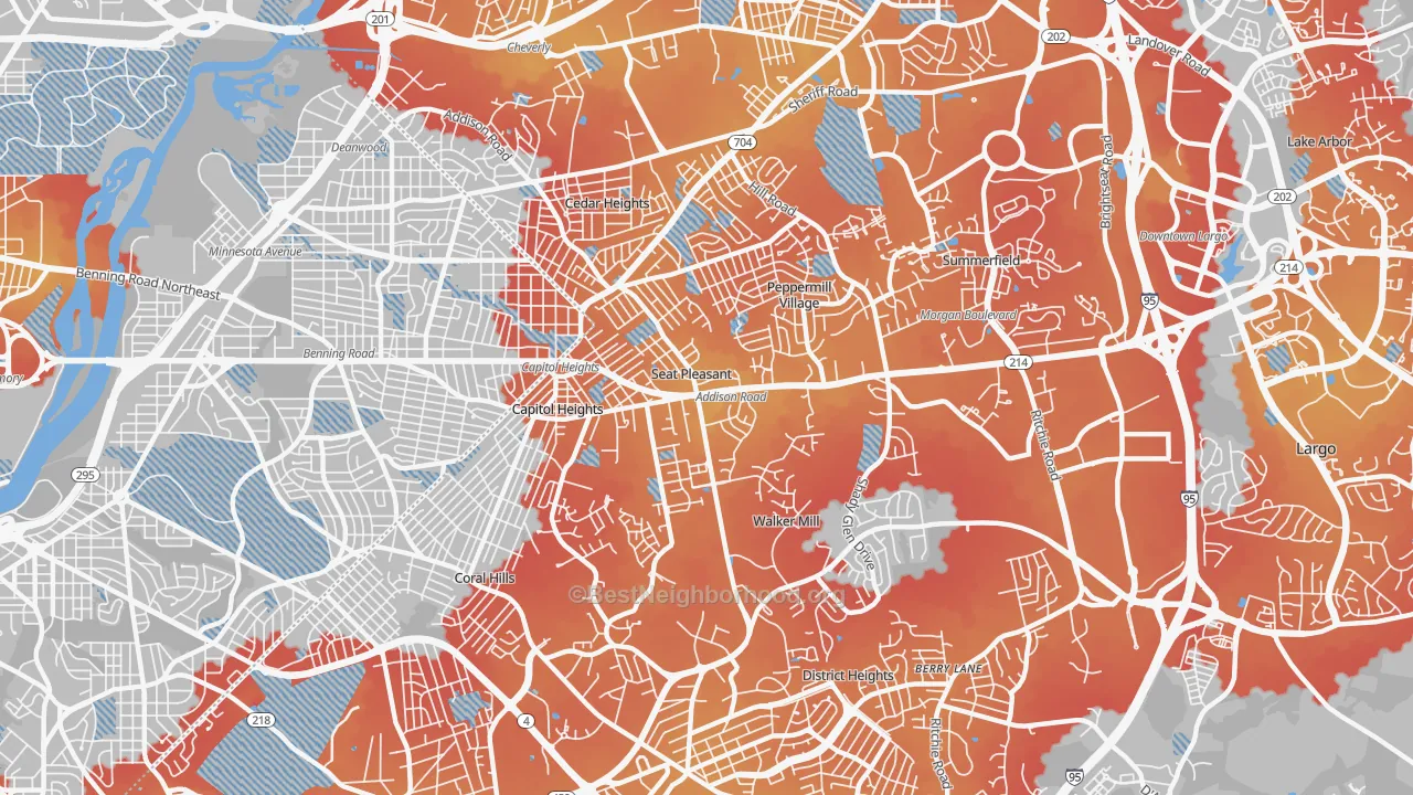 Transit Grade map of Capitol Heights, MD