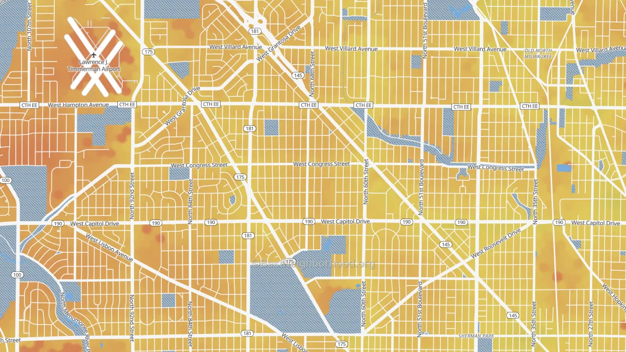 Transit Grade map of Capitol Heights, Milwaukee, WI
