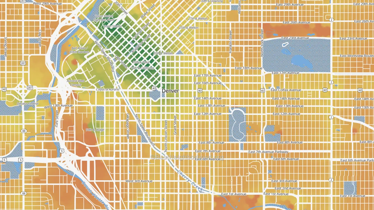Transit Grade map of Capitol Hill, Denver, CO