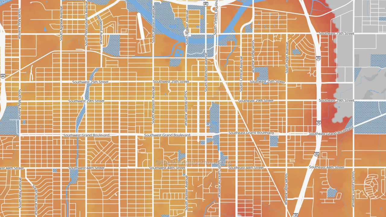 Transit Grade map of Capitol Hill, Oklahoma City, OK