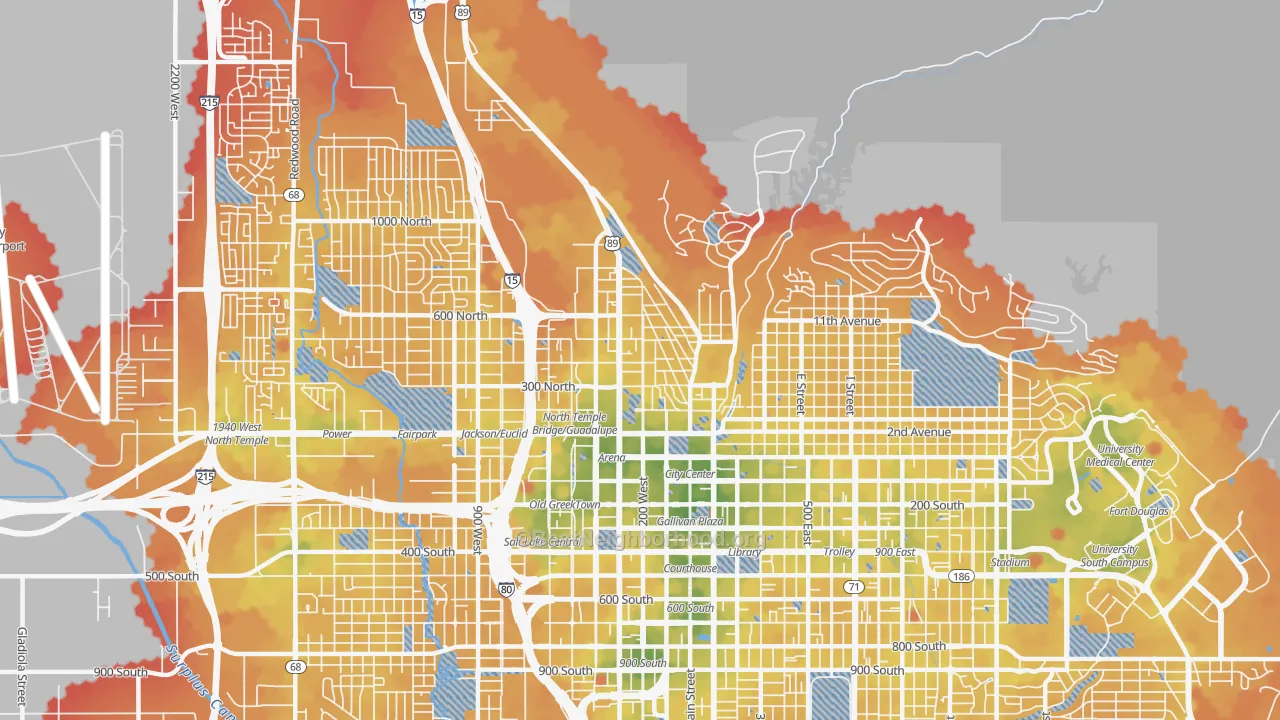 Transit Grade map of Capitol Hill, Salt Lake City, UT