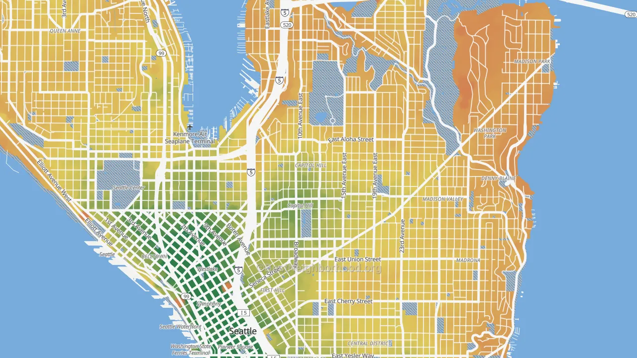 Transit Grade map of Capitol Hill, Seattle, WA