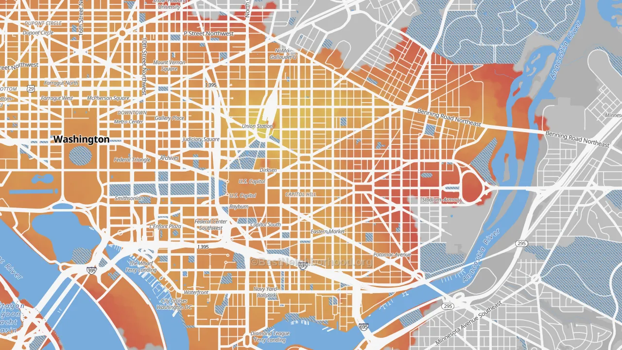Transit Grade map of Capitol Hill, Washington, DC