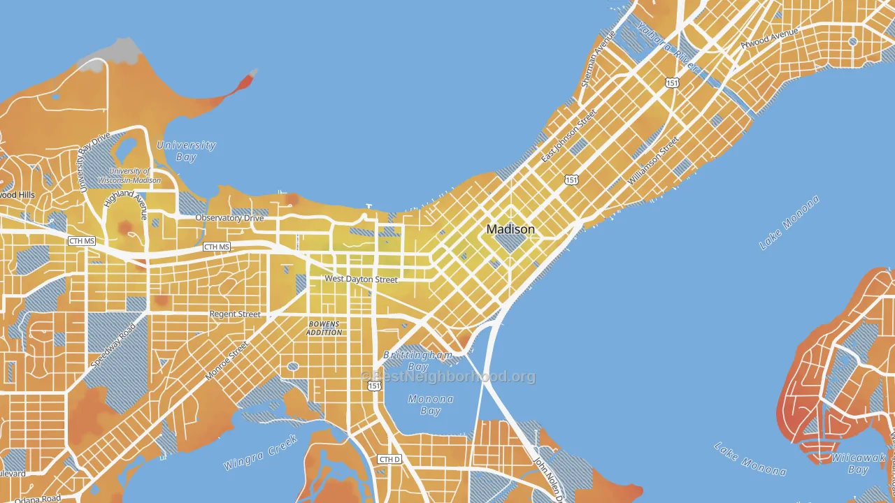 Transit Grade map of Capitol, Madison, WI