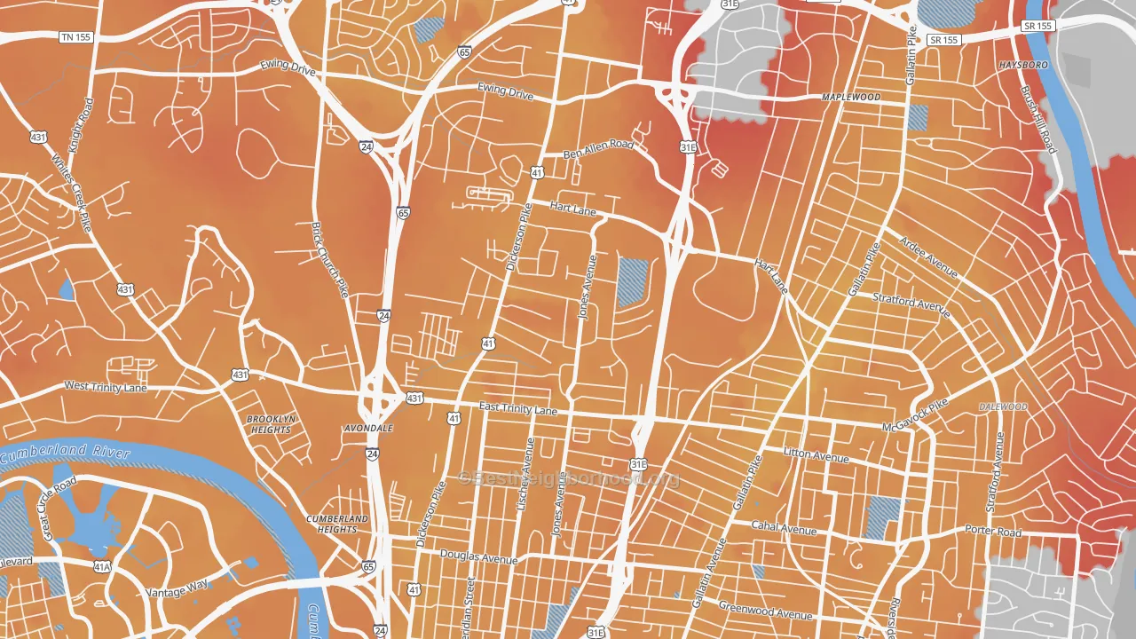 Transit Grade map of Capitol View, Nashville, TN
