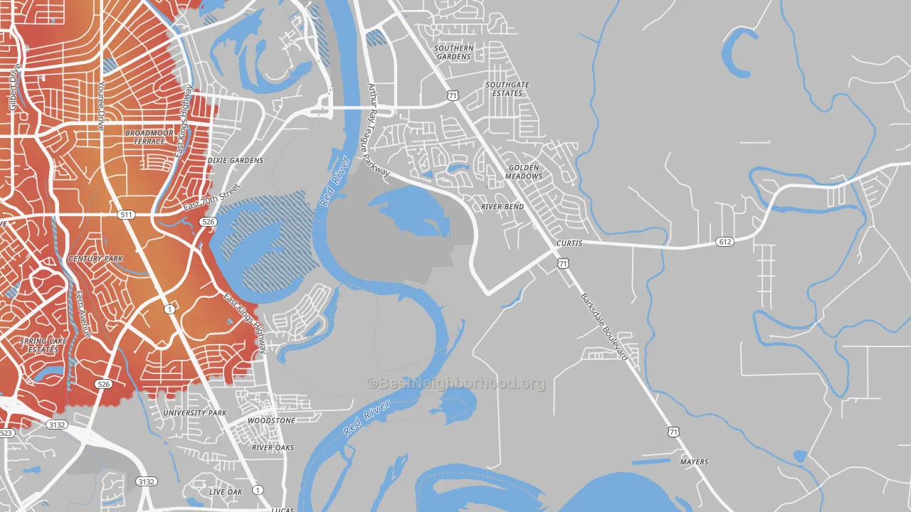 Transit Grade map of Caplis, LA