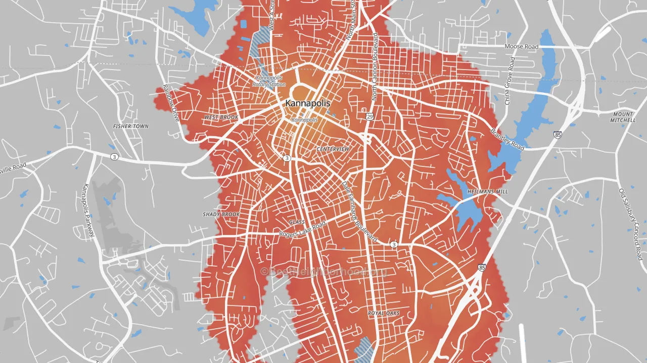 Transit Grade map of Car Town, Kannapolis, NC