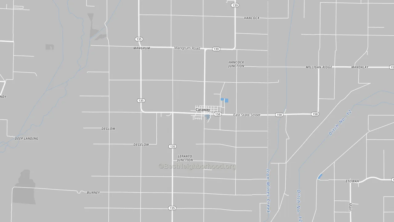 Transit Grade map of Caraway, AR