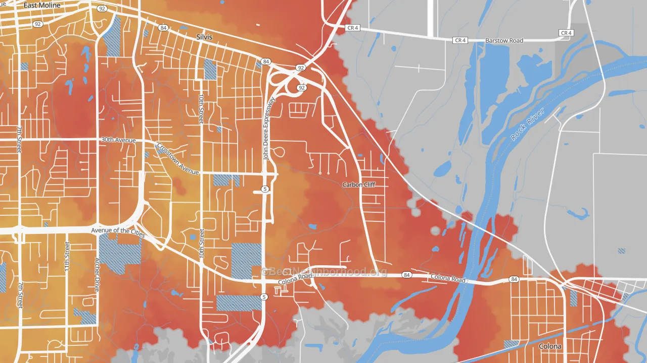 Transit Grade map of Carbon Cliff, IL