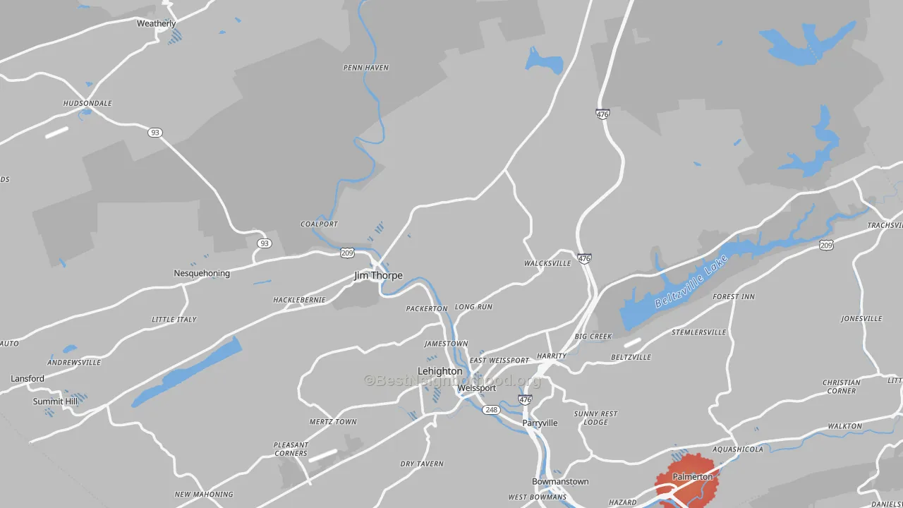 Transit Grade map of Carbon County, PA