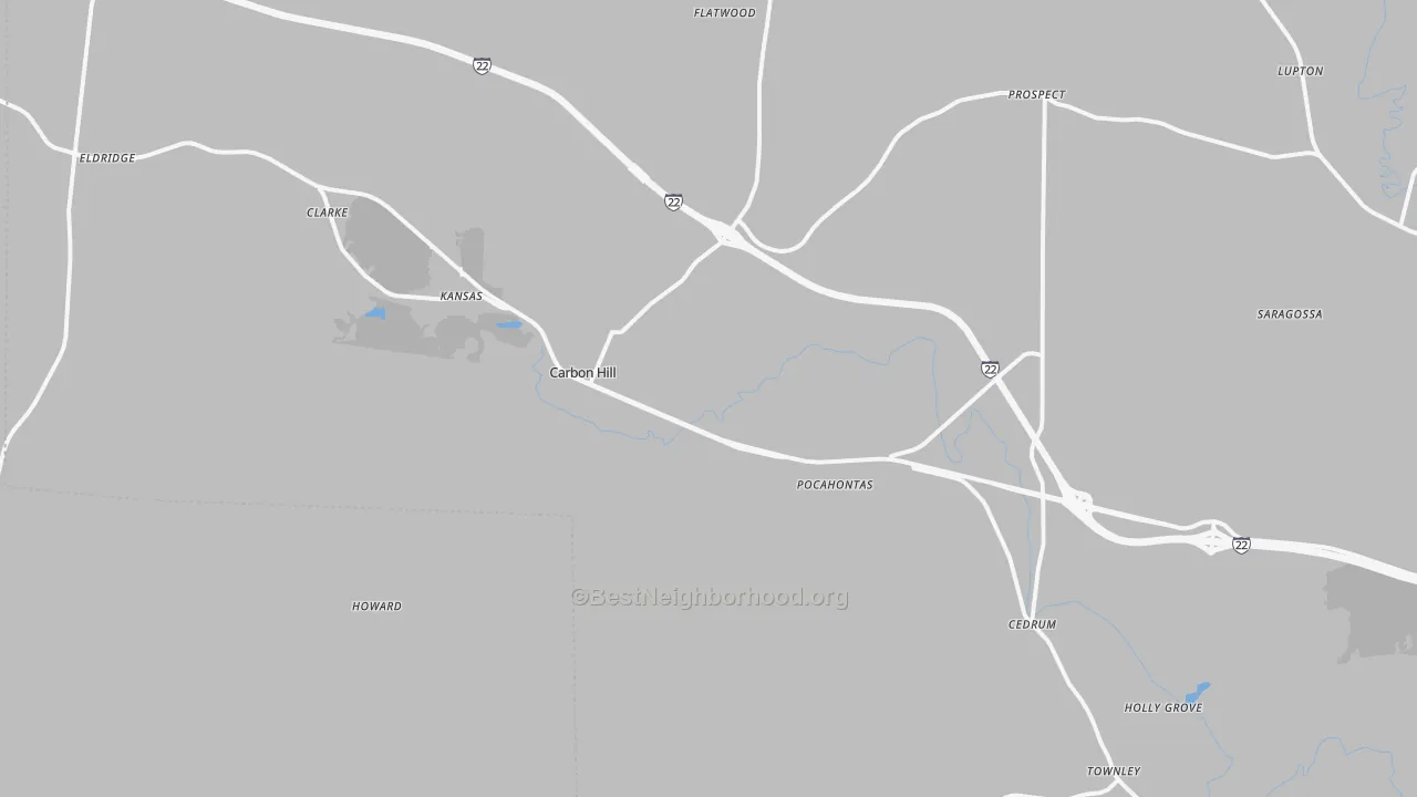 Transit Grade map of Carbon Hill, AL