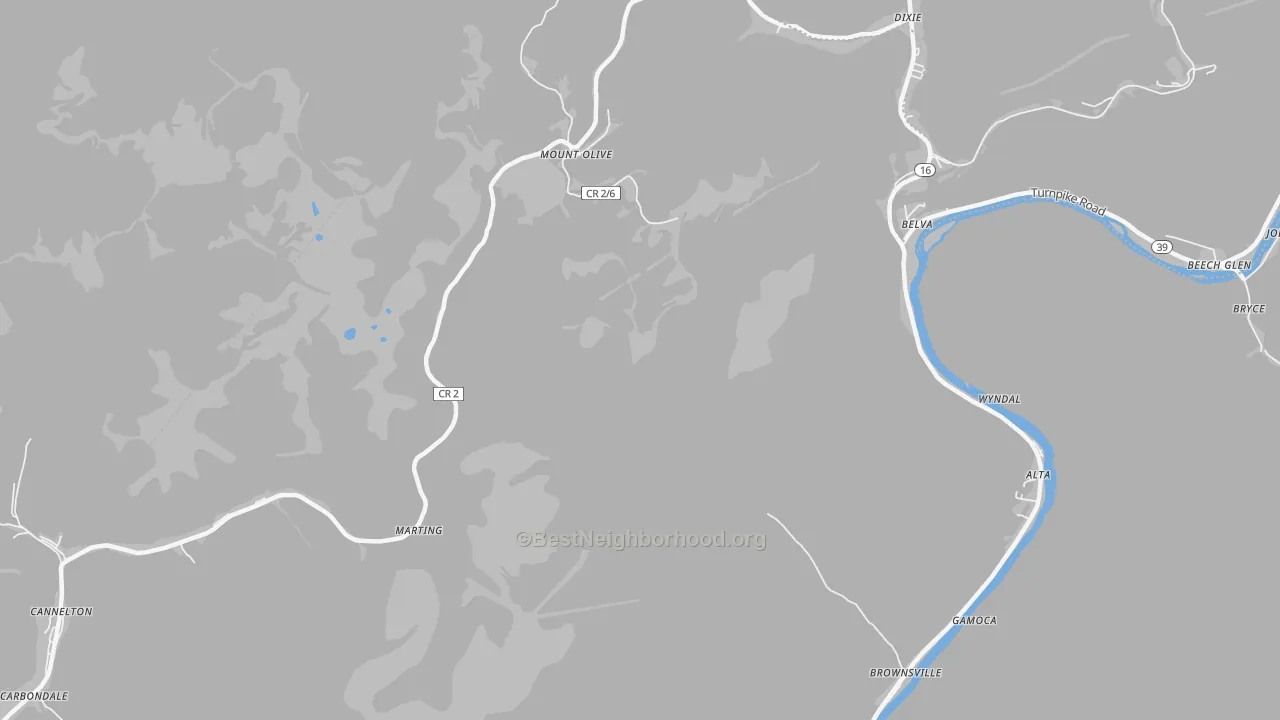Transit Grade map of Carbondale, WV