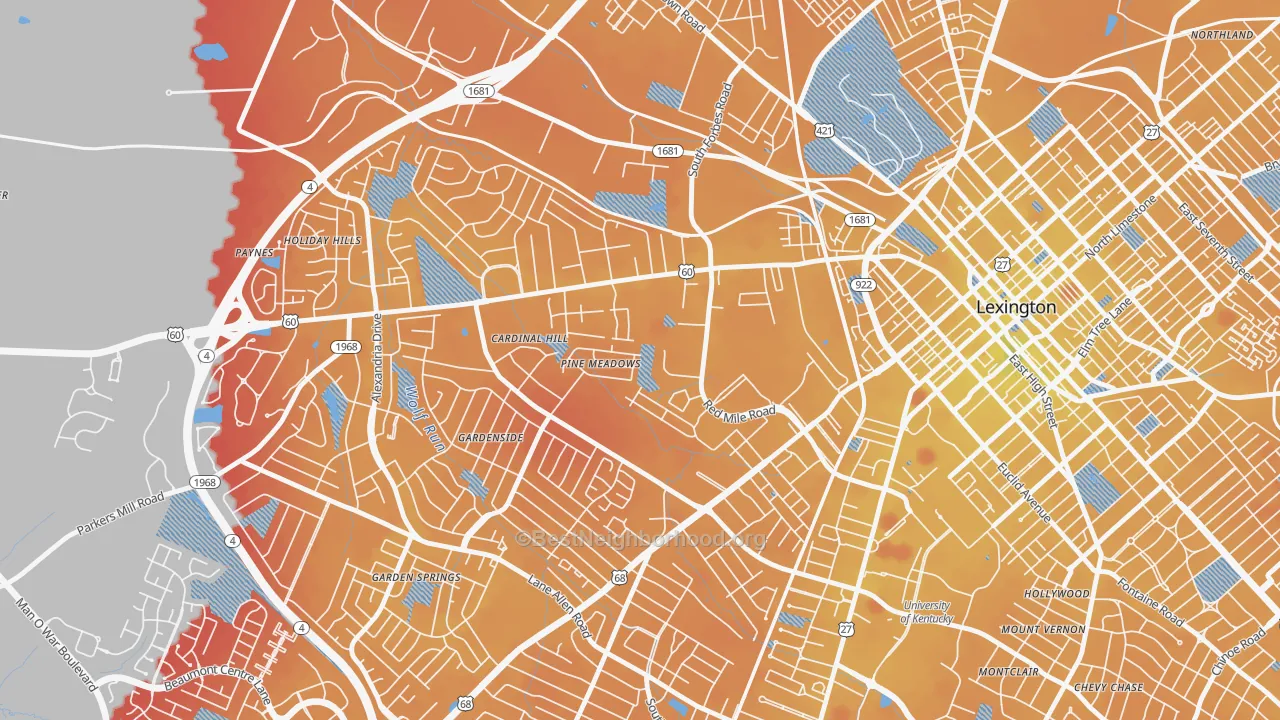 Transit Grade map of Cardinal Hill-Pine Meadow, Lexington, KY