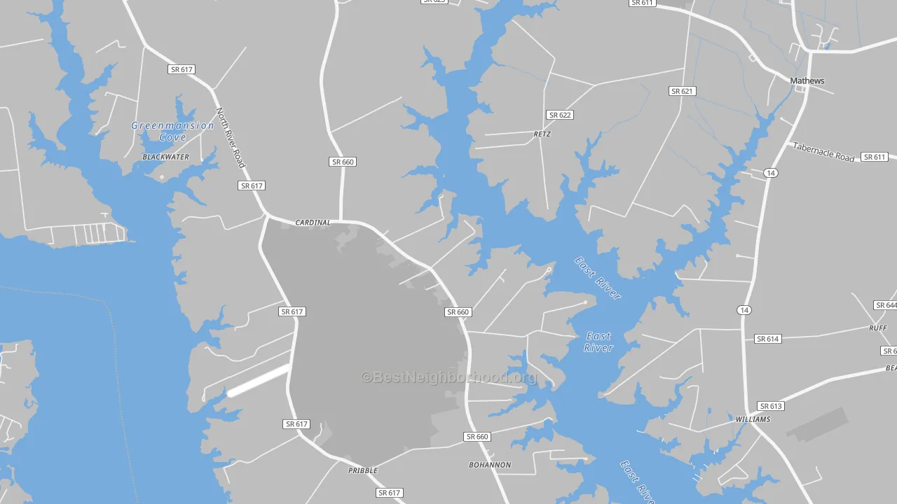 Transit Grade map of Cardinal, VA