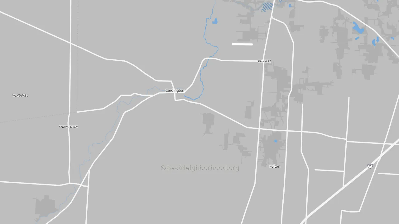 Transit Grade map of Cardington, OH
