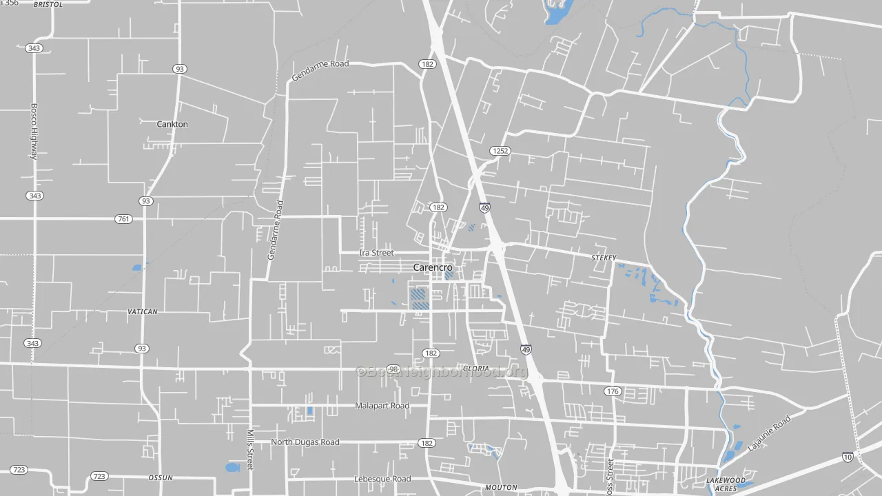 Transit Grade map of Carencro, LA