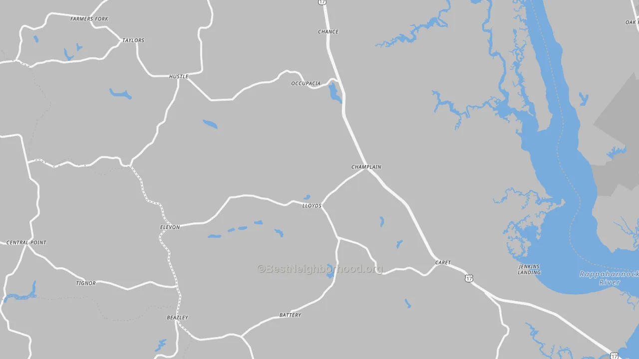 Transit Grade map of Caret, VA
