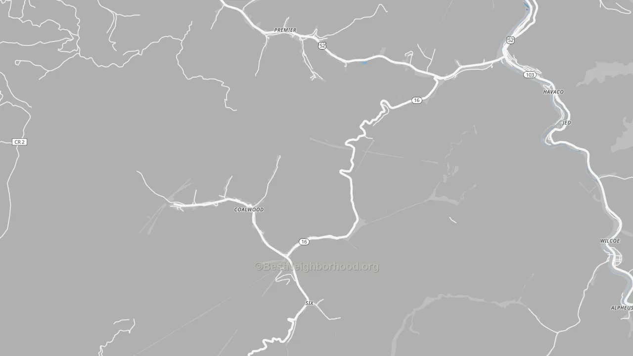 Transit Grade map of Caretta, WV