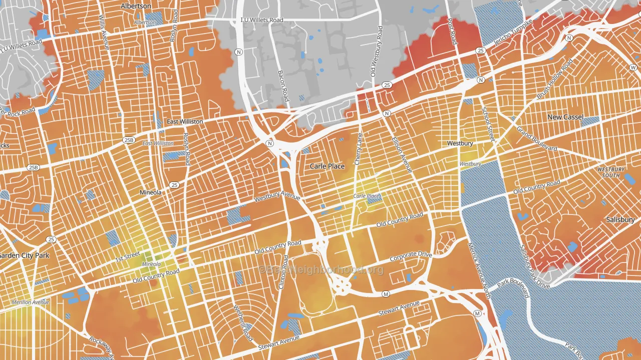 Transit Grade map of Carle Place, NY