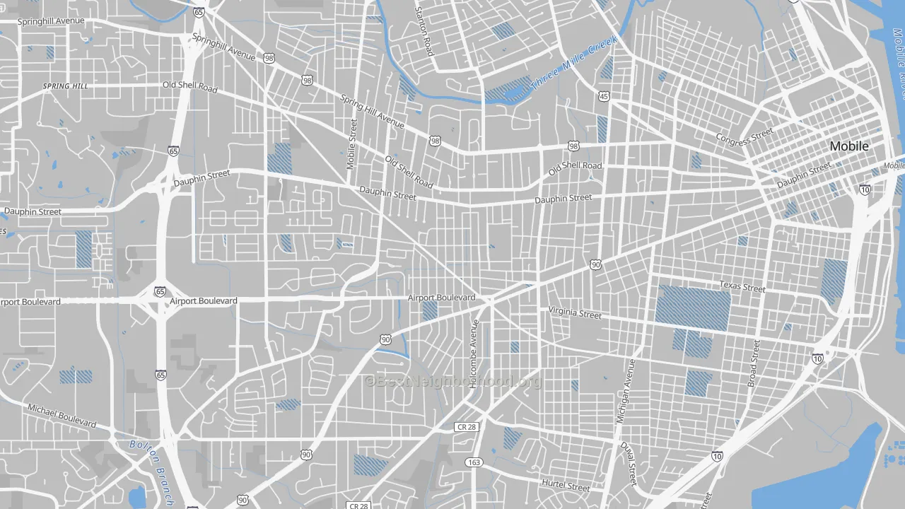 Transit Grade map of Carlen, Mobile, AL