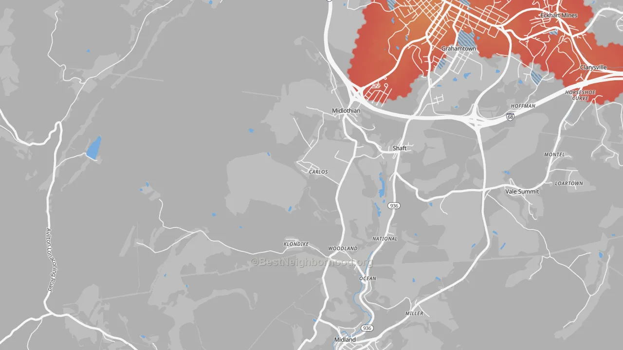 Transit Grade map of Carlos, MD