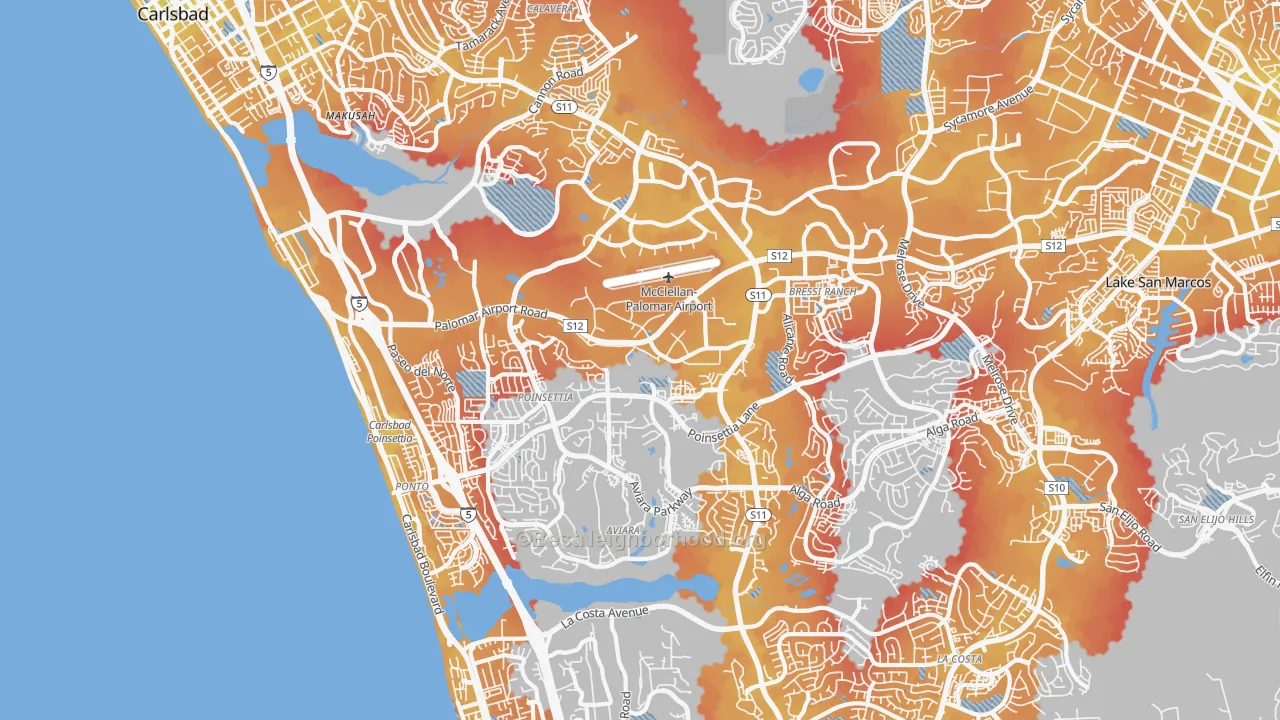 Transit Grade map of Carlsbad, CA
