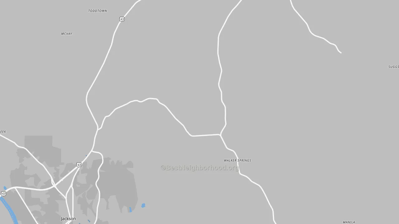Transit Grade map of Carlton, AL