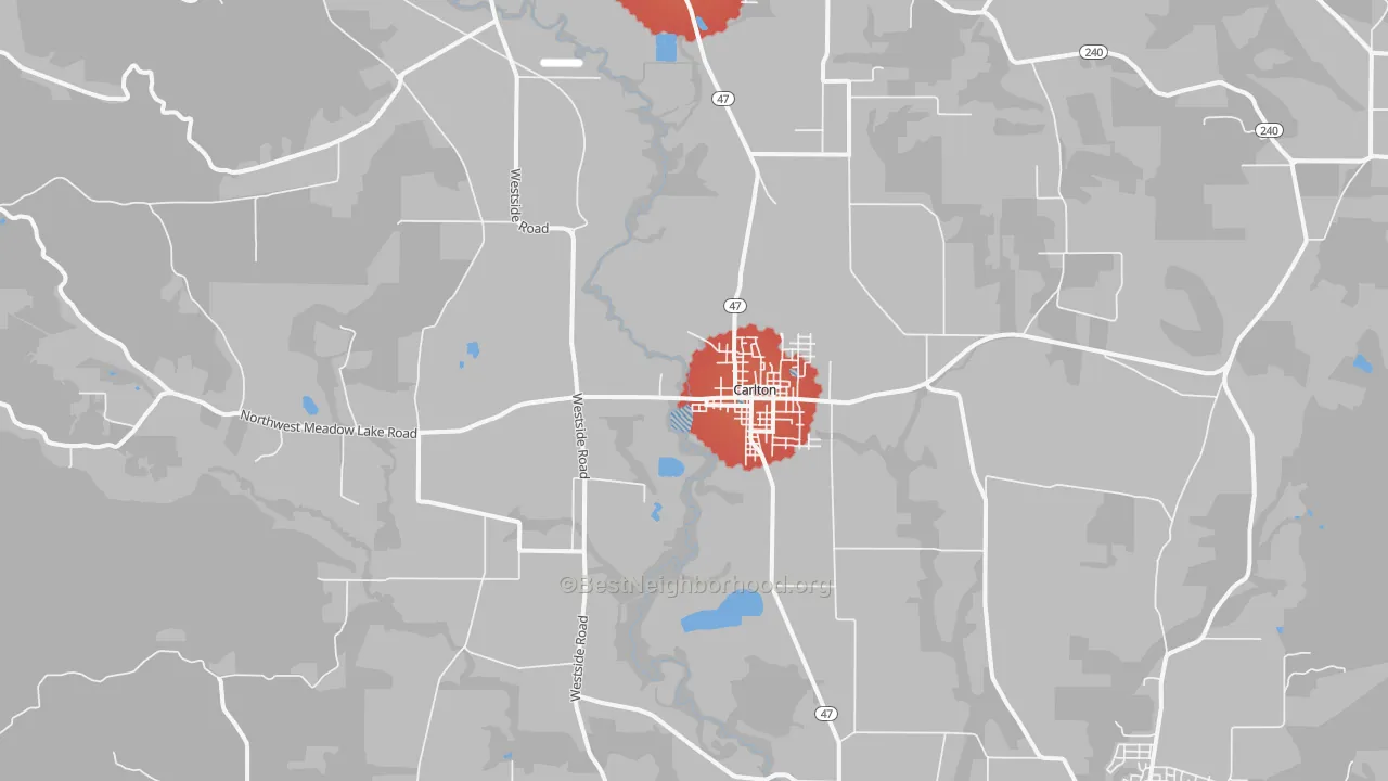Transit Grade map of Carlton, OR