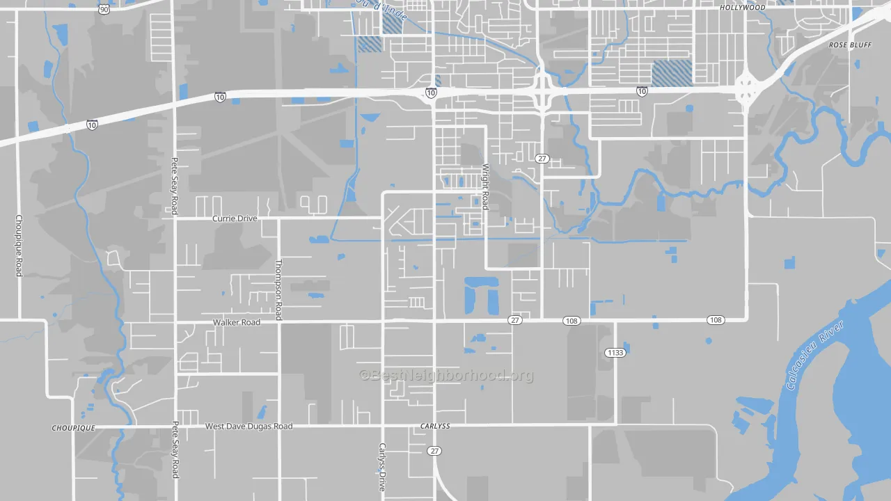 Transit Grade map of Carlyss, LA