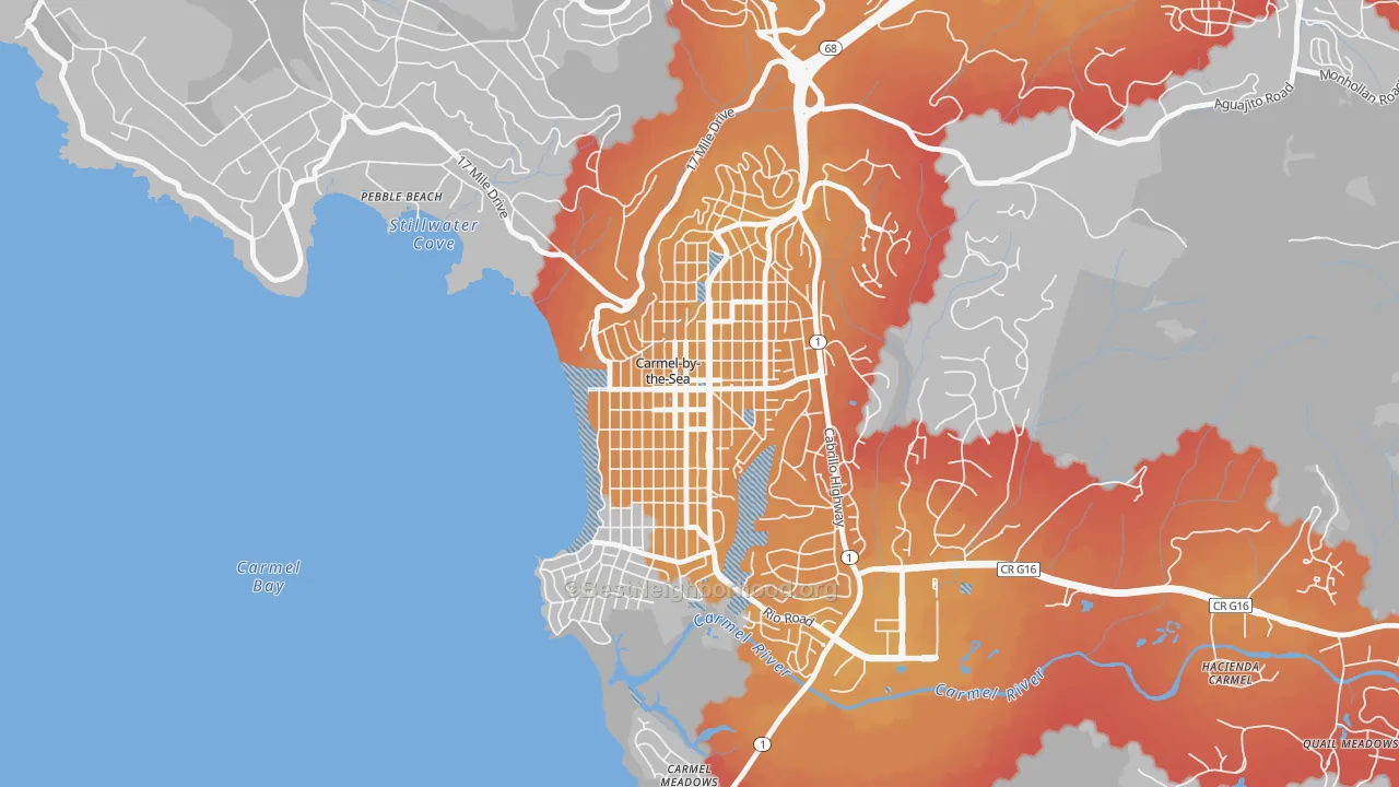 Transit Grade map of Carmel-By-The-Sea, CA