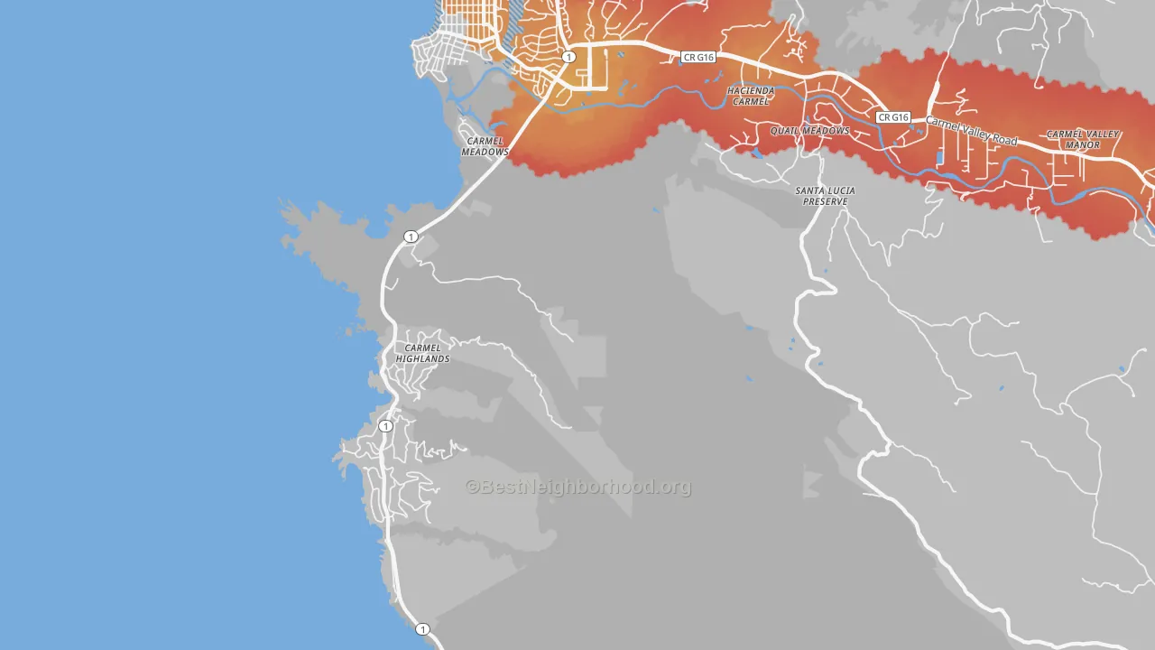 Transit Grade map of Carmel Highlands, CA