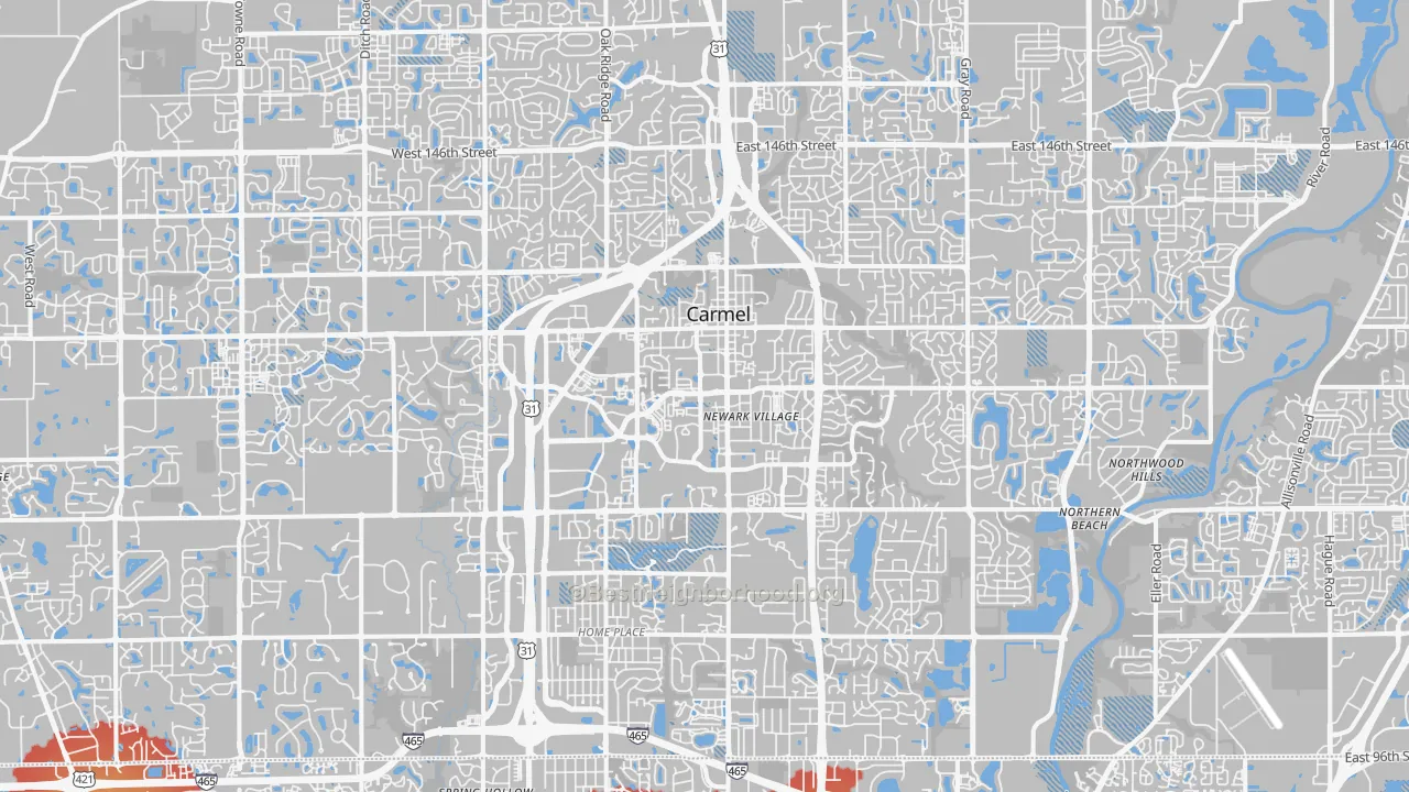 Transit Grade map of Carmel, IN