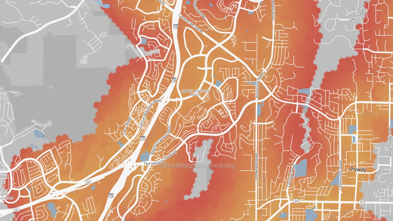 Transit Grade map of Carmel Mountain, San Diego, CA