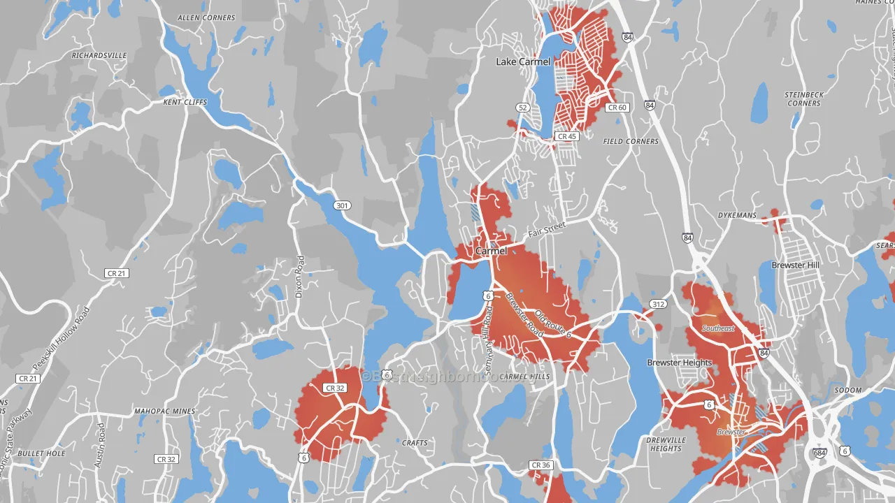 Transit Grade map of Carmel, NY
