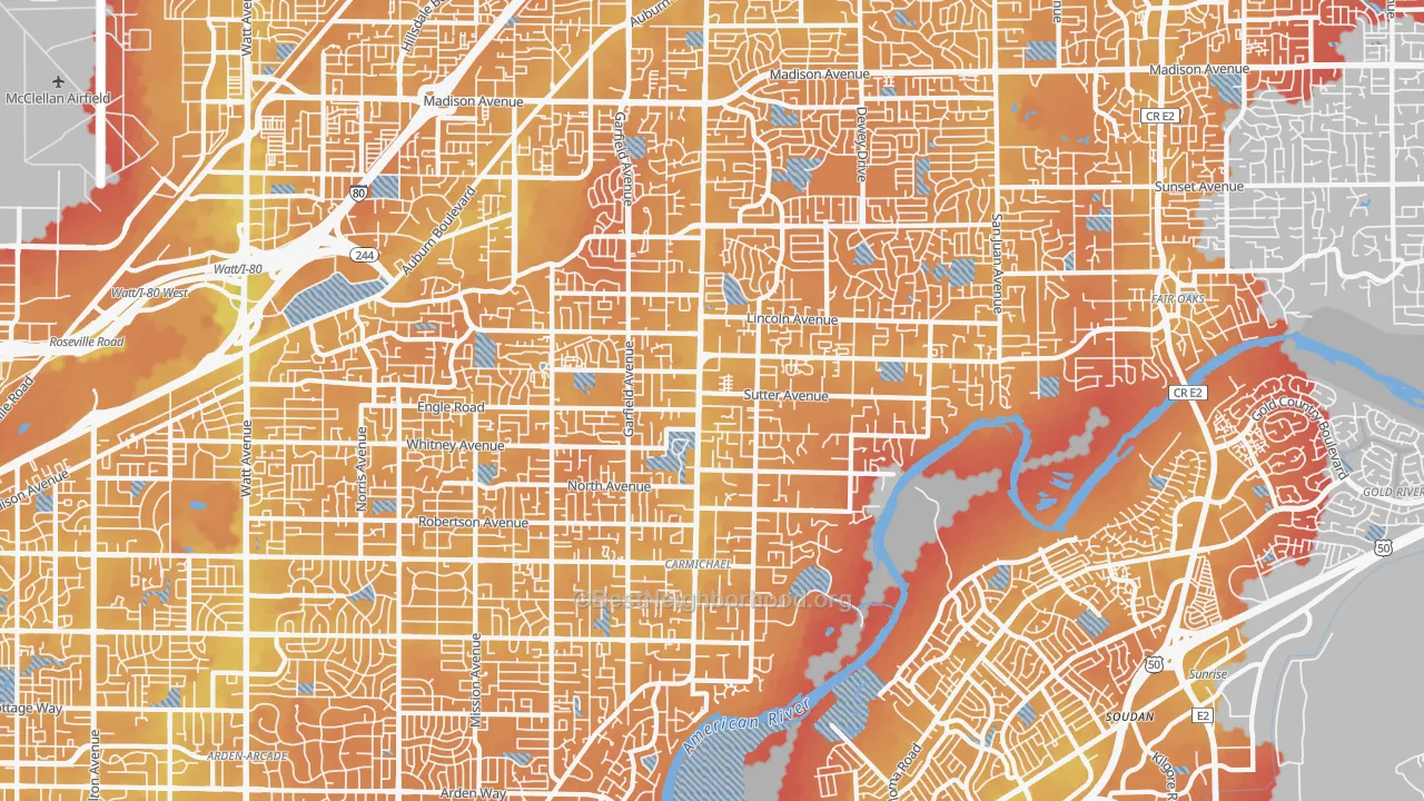 Transit Grade map of Carmichael, CA