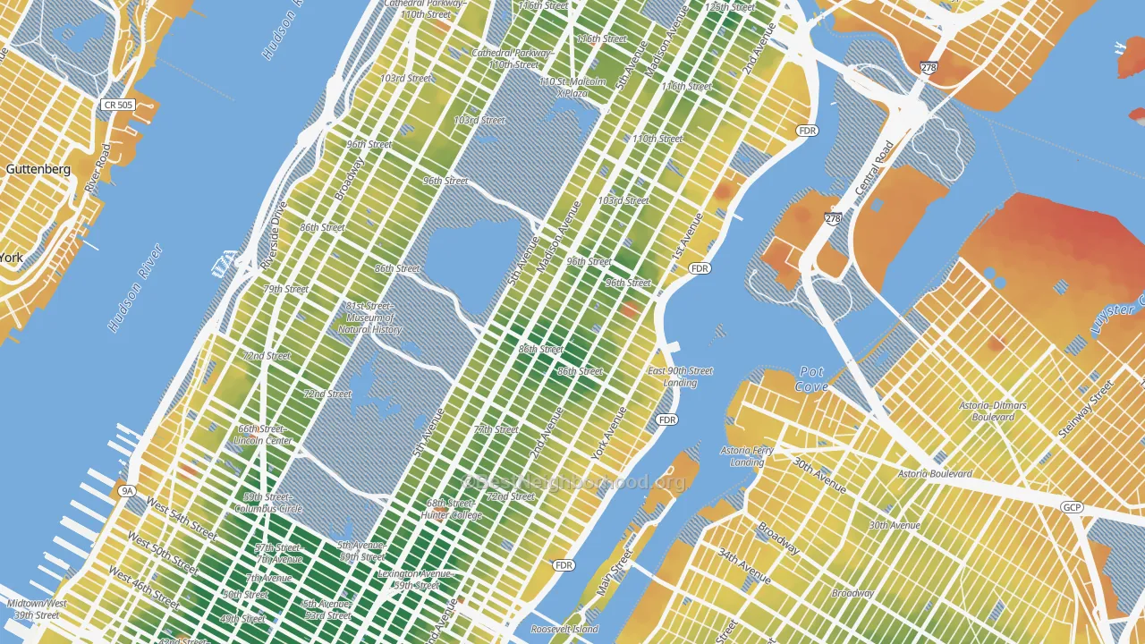 Transit Grade map of Carnegie Hill, Manhattan, NY
