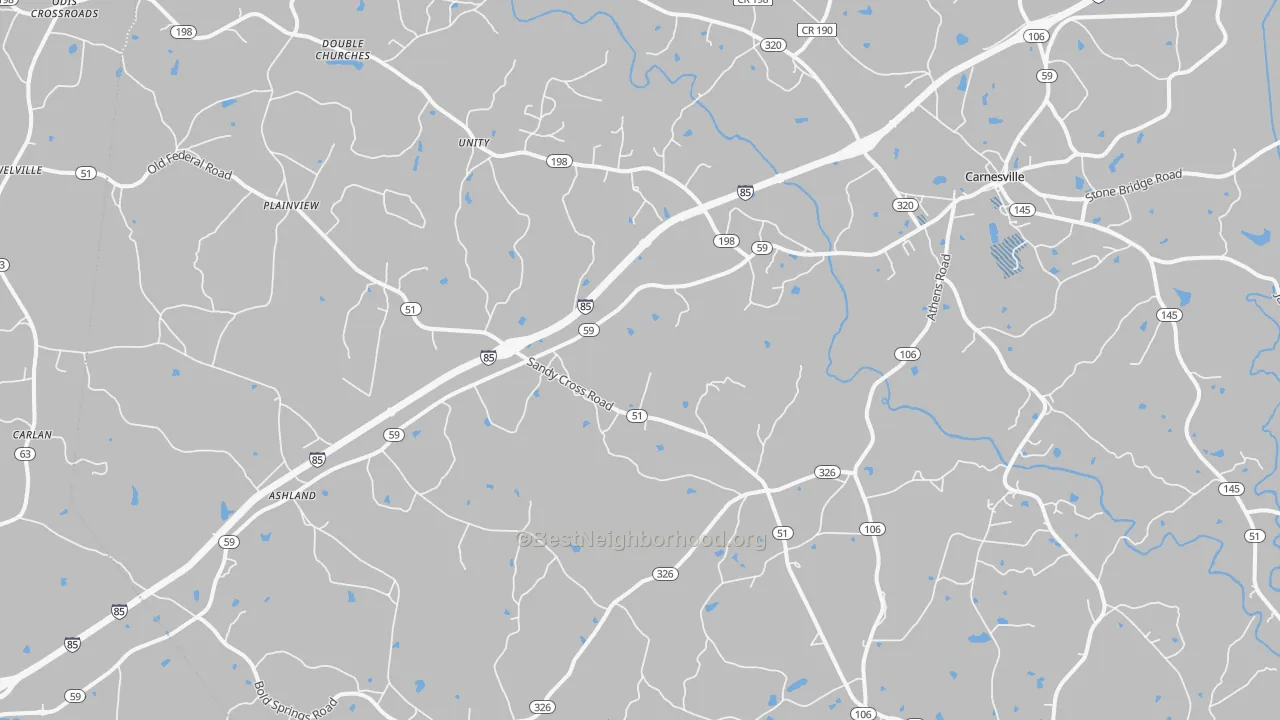 Transit Grade map of Carnesville, GA