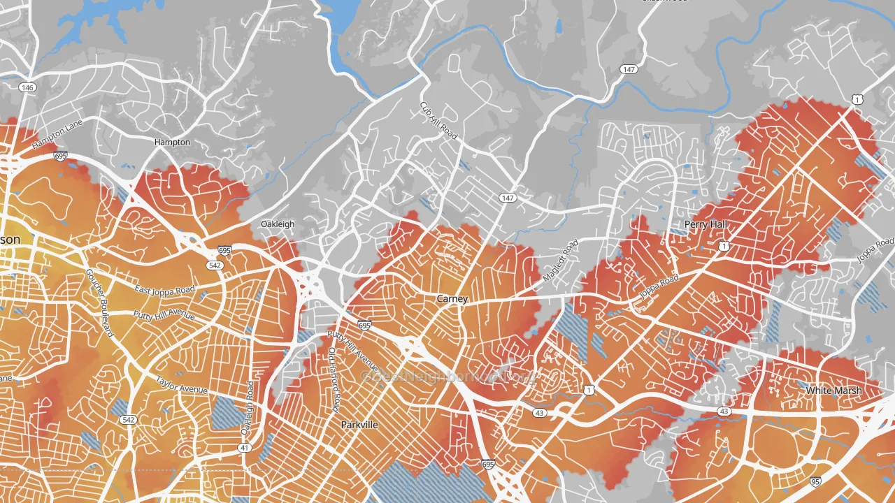 Transit Grade map of Carney, MD