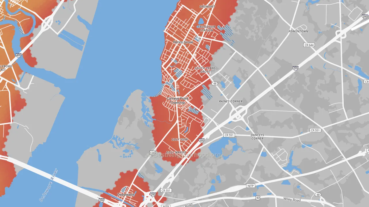Transit Grade map of Carneys Point, NJ