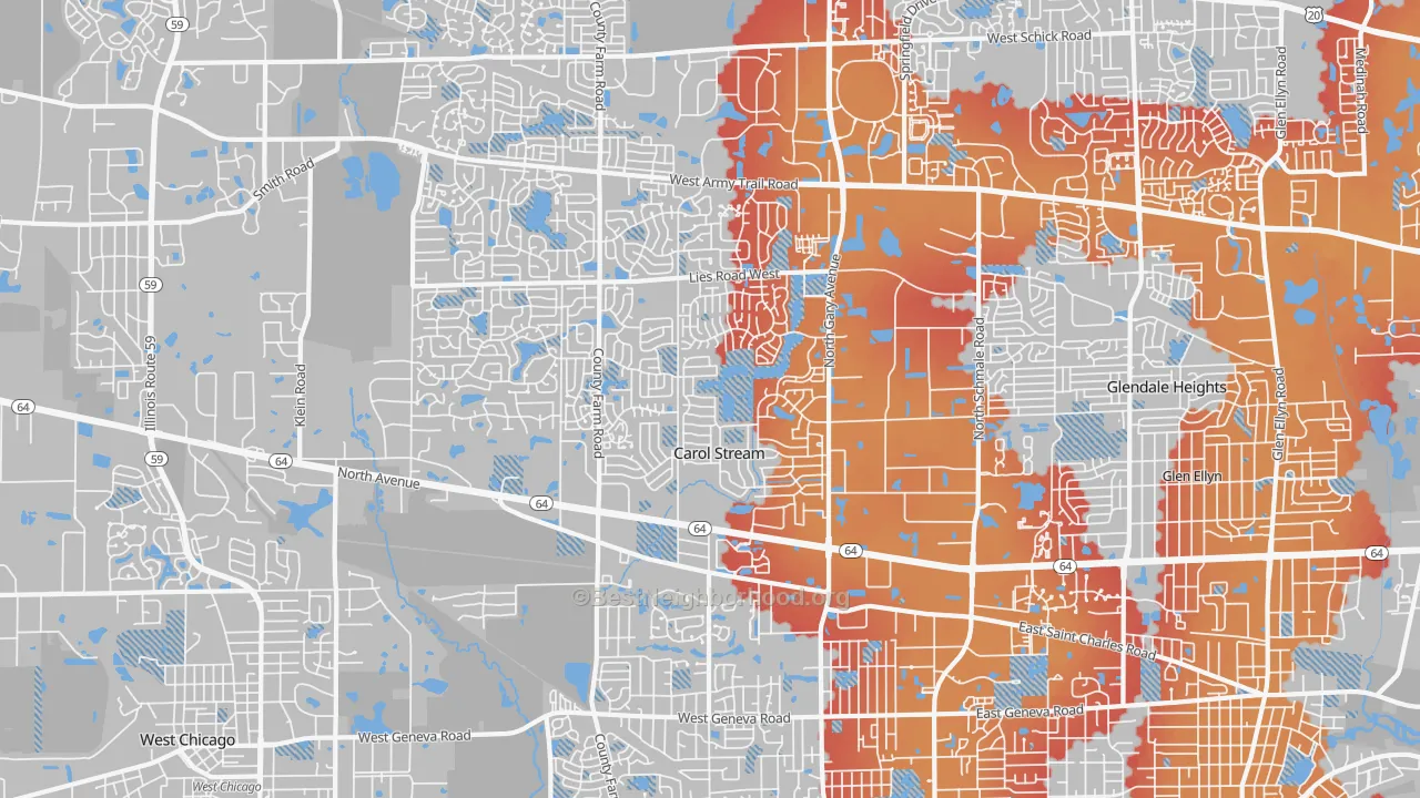 Transit Grade map of Carol Stream, IL