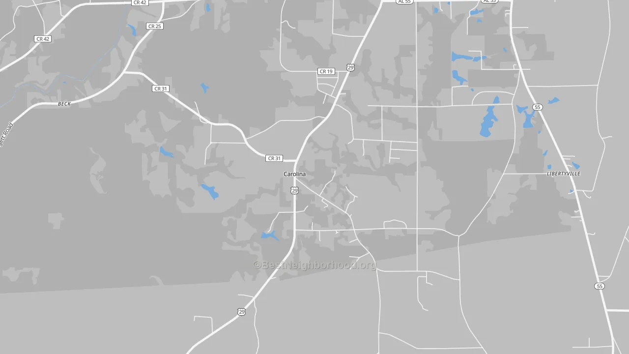 Transit Grade map of Carolina, AL