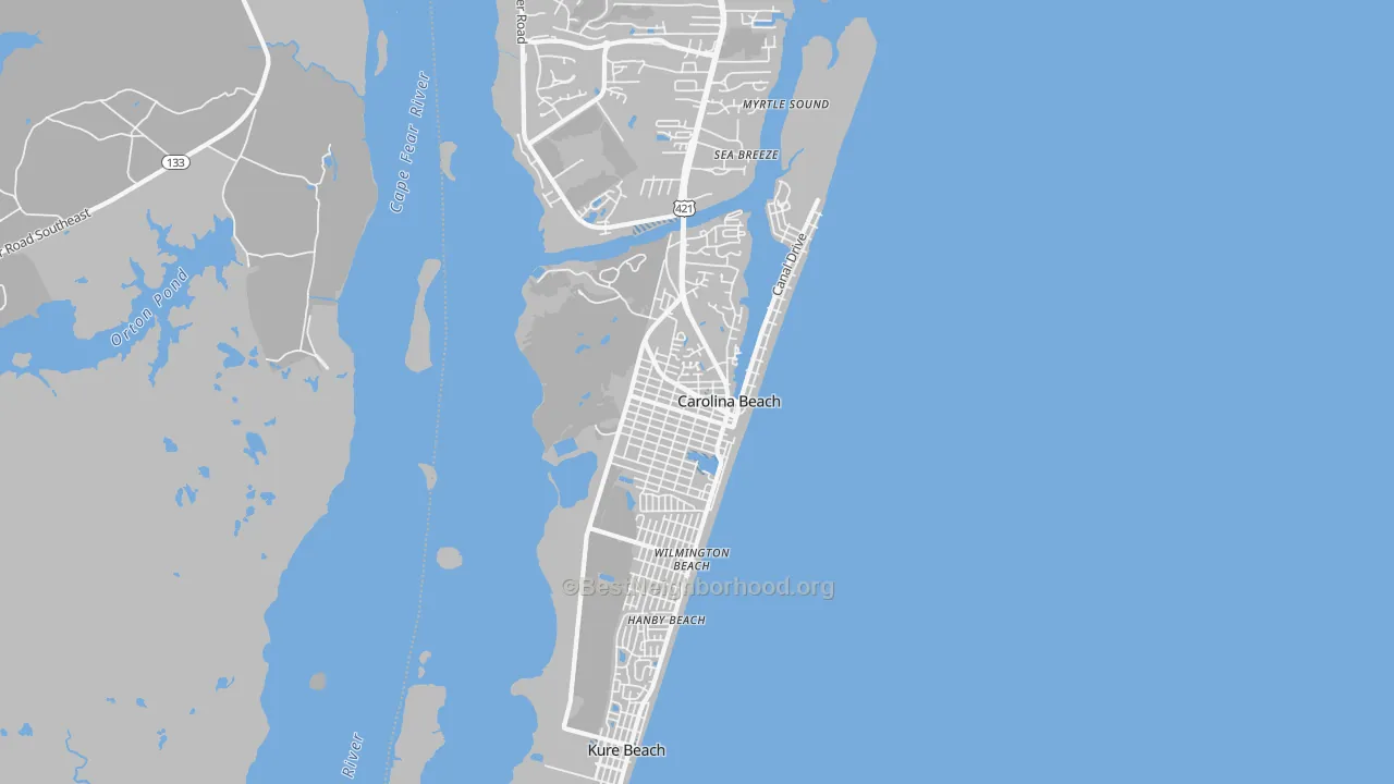 Transit Grade map of Carolina Beach, NC