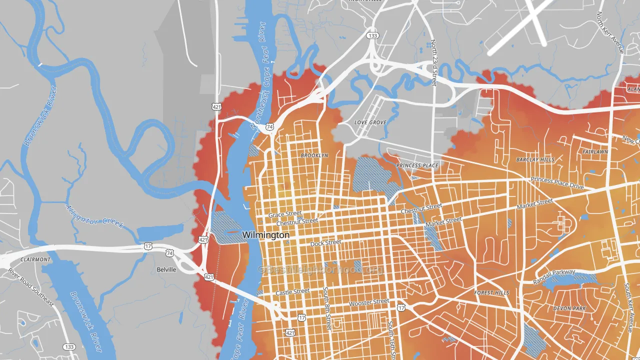 Transit Grade map of Carolina Heights, Wilmington, NC