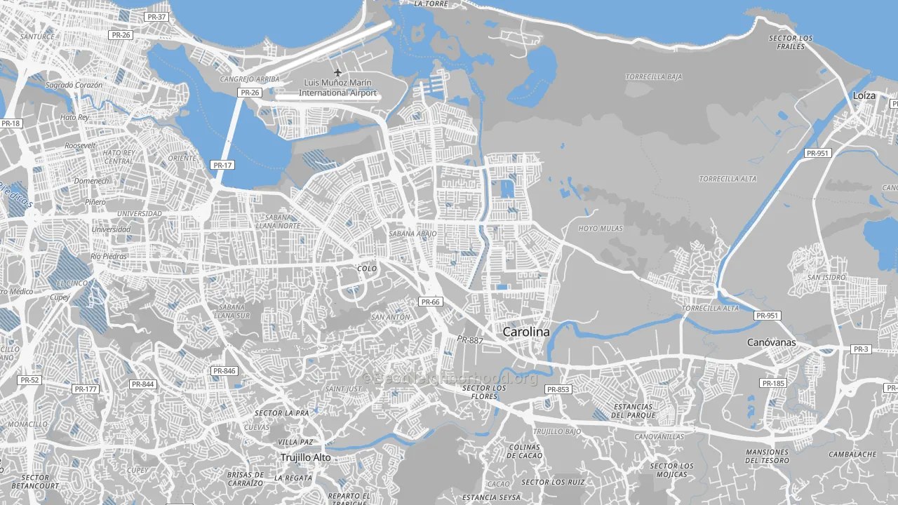 Transit Grade map of Carolina, PR