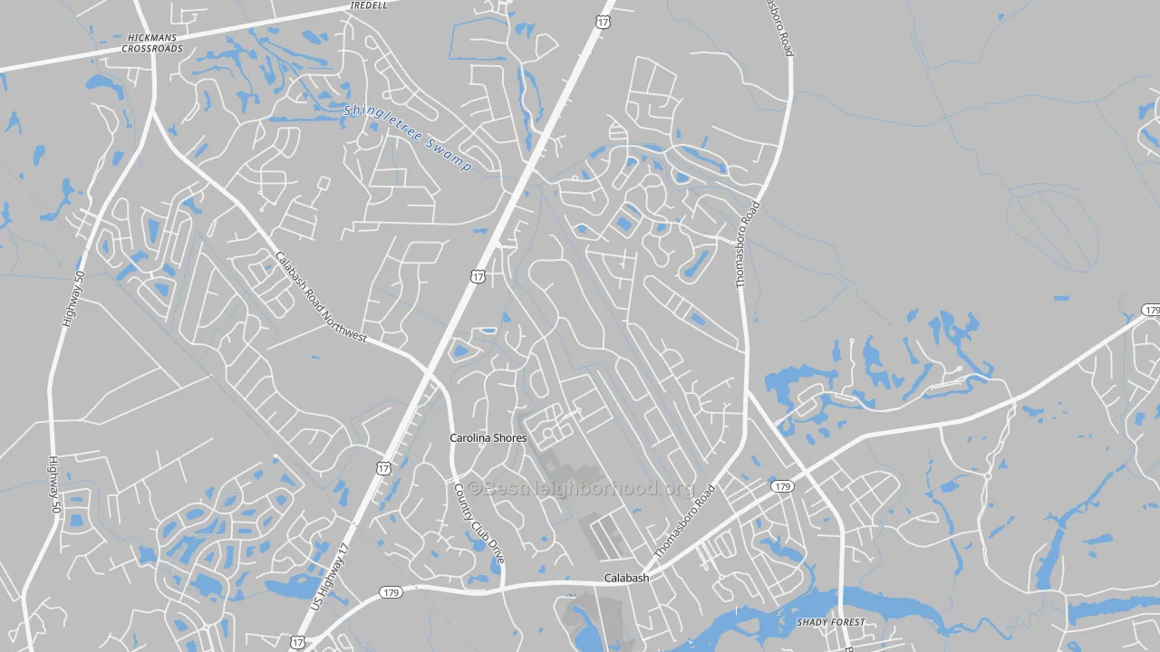 Transit Grade map of Carolina Shores, NC