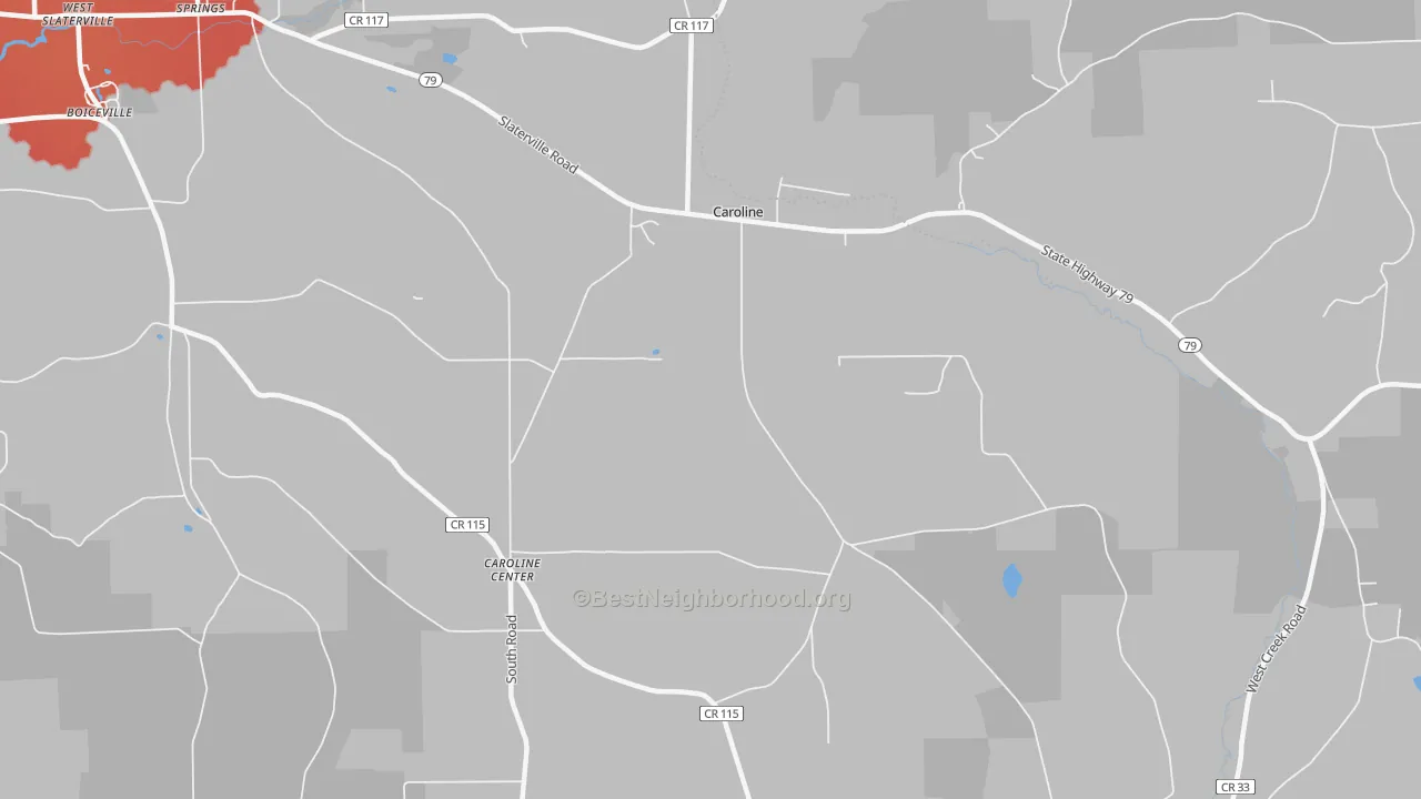 Transit Grade map of Caroline Center, NY