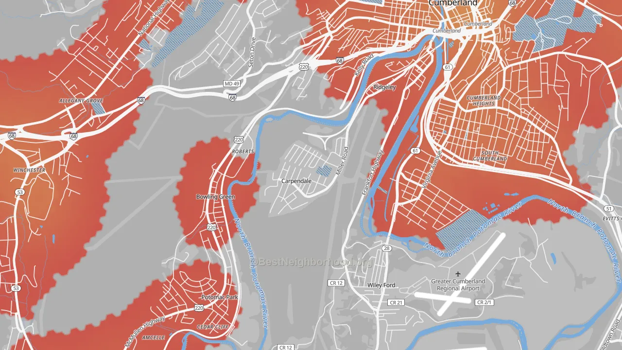 Transit Grade map of Carpendale, WV