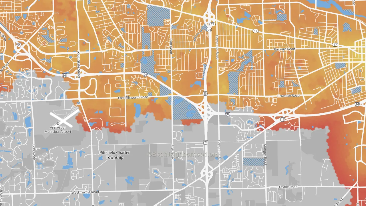 Transit Grade map of Carpenter, Ann Arbor, MI