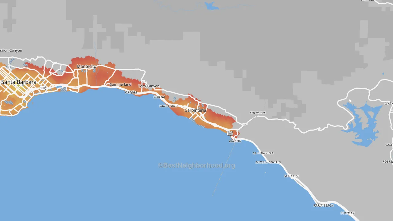 Transit Grade map of Carpinteria, CA