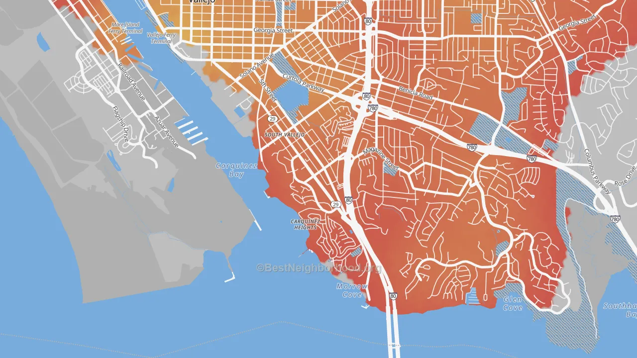 Transit Grade map of Carquinez Heights, Vallejo, CA